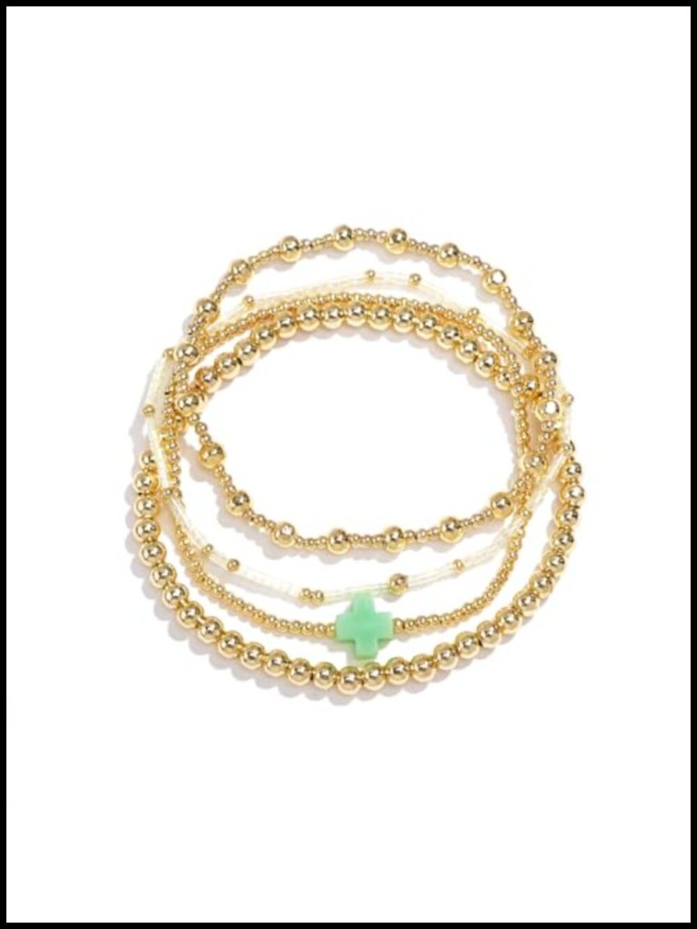 4PCS Set 14K Gold Ball Beaded Bracelets, Handmade Bohemian Stretch